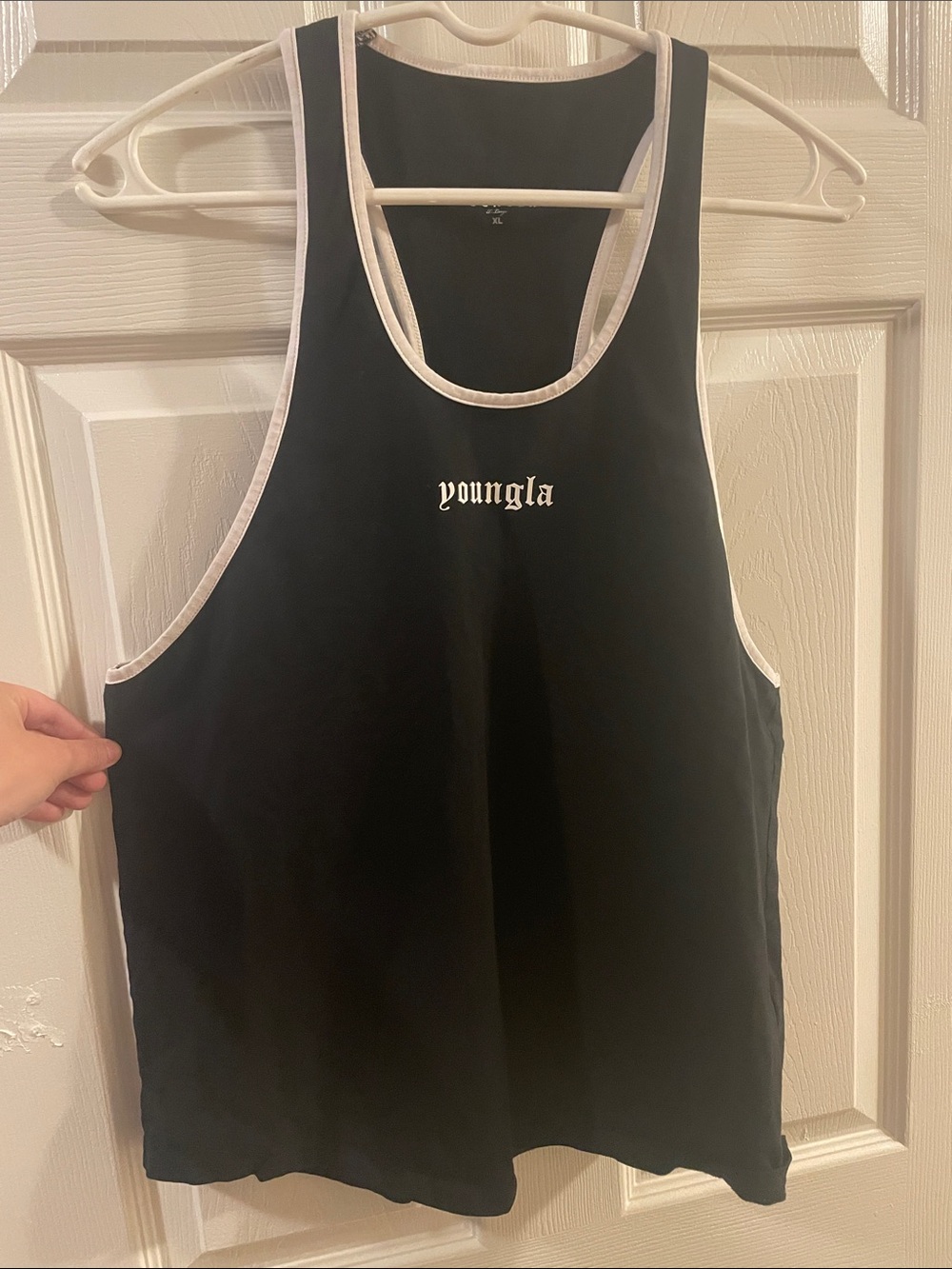 YoungLA XL Black Tank Top with White Trim